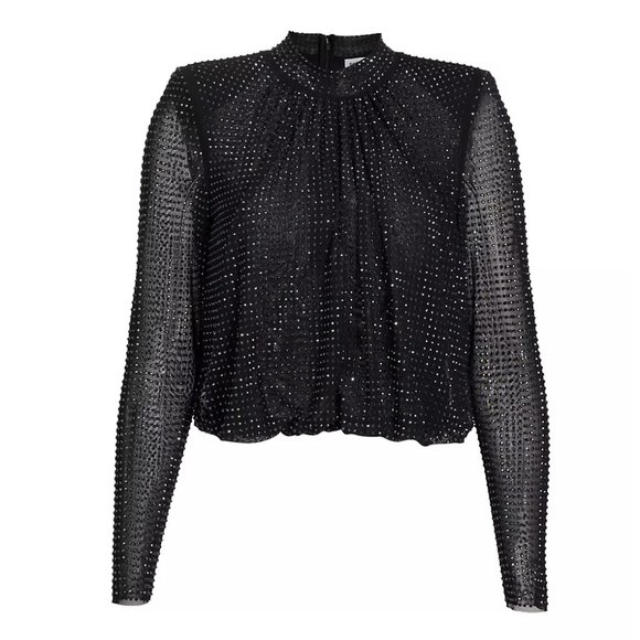 ✨🆕✨ Self-Portrait Studded Rhinestone Mesh Top - Picture 2 of 8